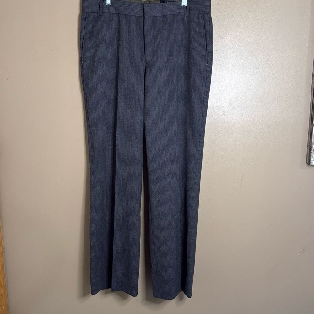 Ted Baker London womens pinstripe dress pants trousers size 34L gray pink career